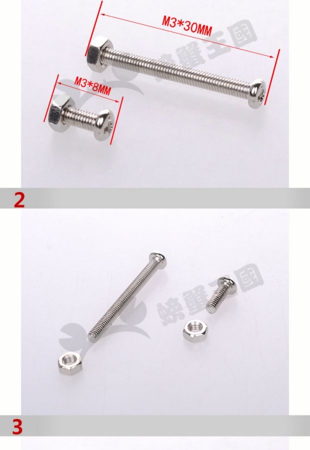 đinh vít gỗ Vít M3 M3 Fastener ốc vít phần cứng M3 * vít 8 mm + đai ốc khớp 20 bộ ốc vít nhựa