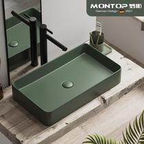 Lavabo carré rond en céramique vert foncé mat couleur au-dessus du comptoir lavabo de salle de bains lavabo noir lavabo simple