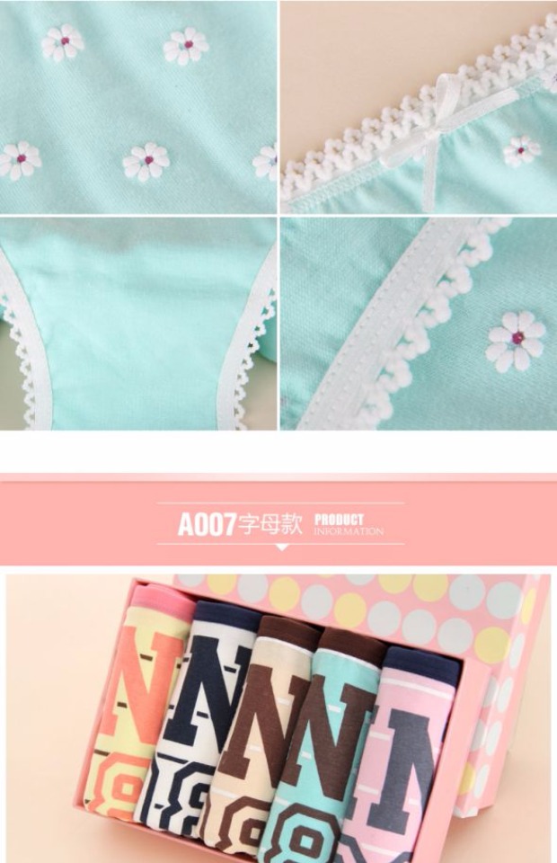 Nhật Bản ren dễ thương và thoải mái cotton thấp eo nữ tam giác đồ lót cô gái đồ lót hộp quà tặng của phụ nữ - Bộ quà tặng quần lót đùi