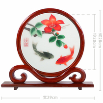 Cantonese embroidery Cantonese embroidery double-sided embroidery ornaments embroidery table screen table screen rosewood frame Guangzhou handicrafts
