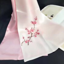 Cantonese Embroidery Wide Embroidered Silk Embroidered Scarves for Mothers Autumn Winter Mulberry Silk Qipao Shawl Silk Flowers