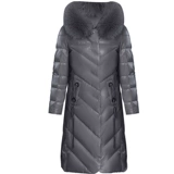 Пуховик, длинная зимняя куртка с пухом для матери, для среднего возраста, коллекция 2021, средней длины, большой размер