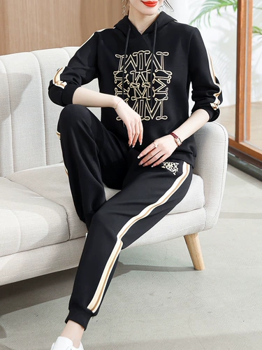 Осенний трикотажный спортивный костюм для матери, весенний модный комплект для пожилых людей, в западном стиле, для среднего возраста