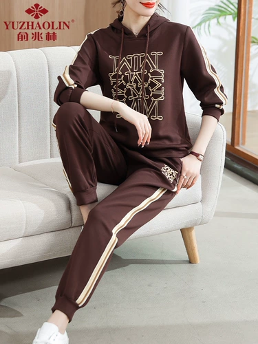 Осенний трикотажный спортивный костюм для матери, весенний модный комплект для пожилых людей, в западном стиле, для среднего возраста