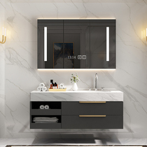 Modern simple intelligent bathroom cabinet toilet rock plate one-body basin wash basin wash basin cabinet combination wash table