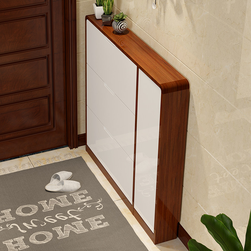 Ultra-thin dump shoe cabinet narrow modern simple 17cm doorway solid wood corner environmental protection piano paint Light luxury home