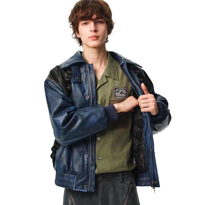 Under20 Lyocell Blend Hunting Green Patch Lapel Autumn New Men's Long-Sleeved Shirt