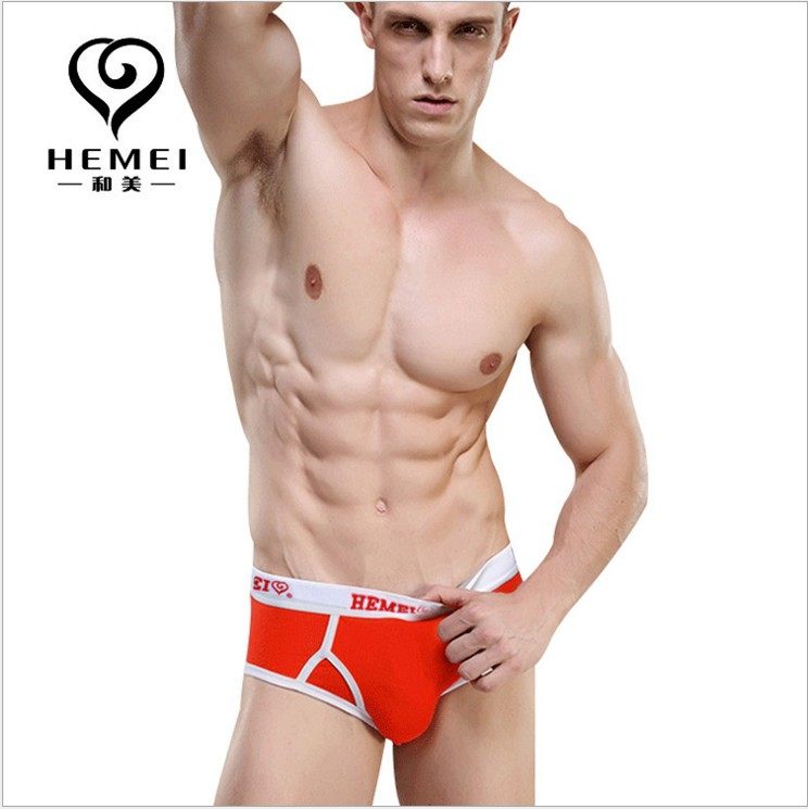 Foreign trade Japanese single shop HEMEI men's pure cotton color sexy four-color triangle insole U convex inner safety pants