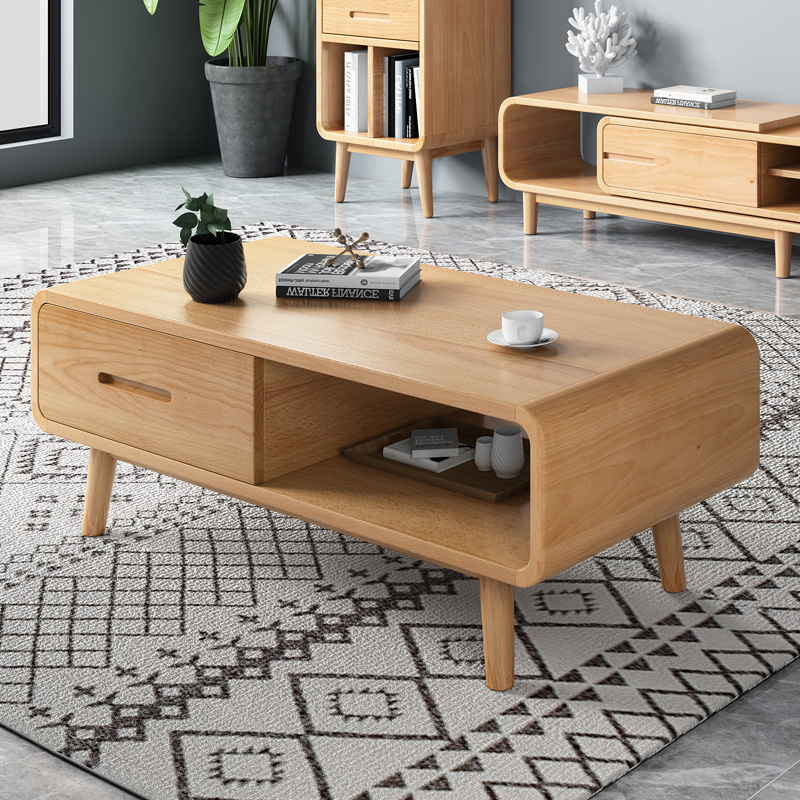 Baifang furniture solid wood coffee table Nordic beech coffee table simple log home tea table small apartment living room furniture