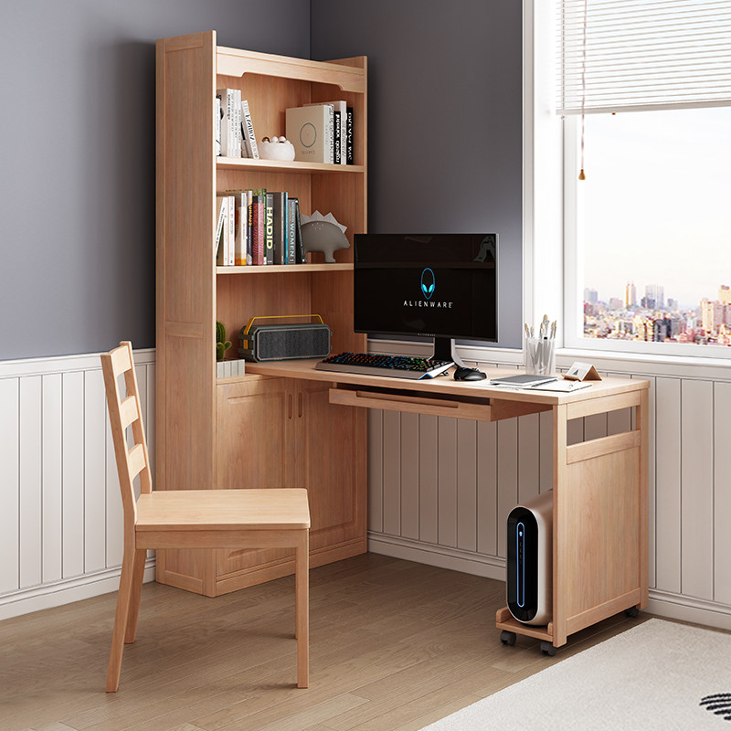 Full Solid Wood Children Study Table Corner Desk Children Desk Beech Wood Desk Book House Furniture Suit Combination QC
