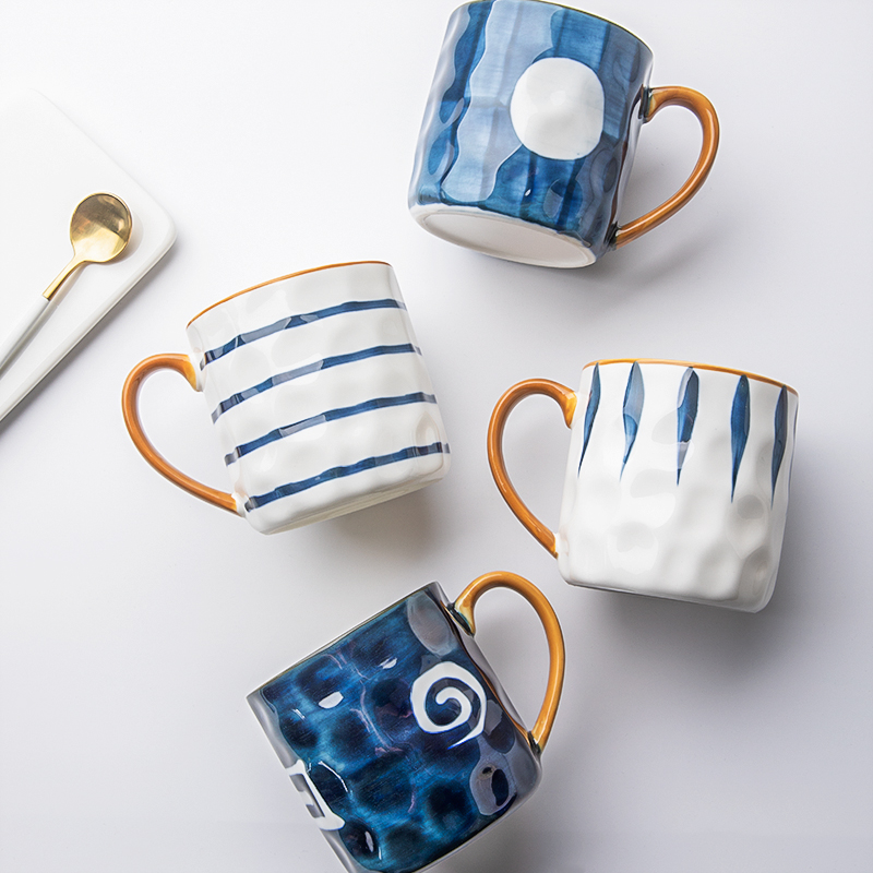 Ink Japanese mug ceramic cup home drinking cup girl office couple with lid coffee cup tea cup