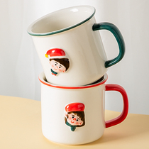 Cute cartoon mug ceramic cup home drinking water cup office female imitation enamel tea bowl tea cup coffee cup