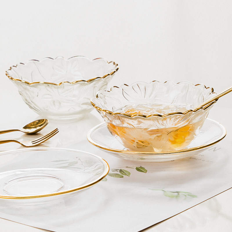 Eurostyle Oatmeal Bowl Sweet Bowl for home Crystal Bowl Silver Ear Soup Bowl of Sugar Water Bowl Creative Small Bowl Phnom Penh Glass Bowl