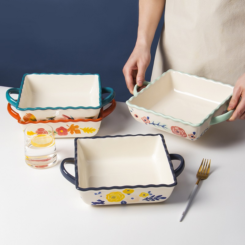 Ceramic baking plate baking bowl microwave oven special utensils tableware household creative net red plate cheese baked rice bowl