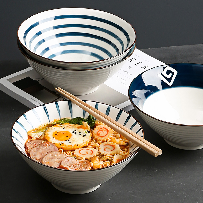 Ink Japanese-style underglaze color ramen bowl home creative hat large bowl ceramic tableware large eating noodle bowl soup bowl