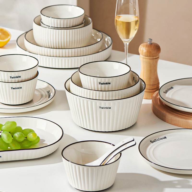 Ink Nordic Ceramic Bowl Set Home Creative Net Red Tableware Tableware Tableware Set Combination Eternal City