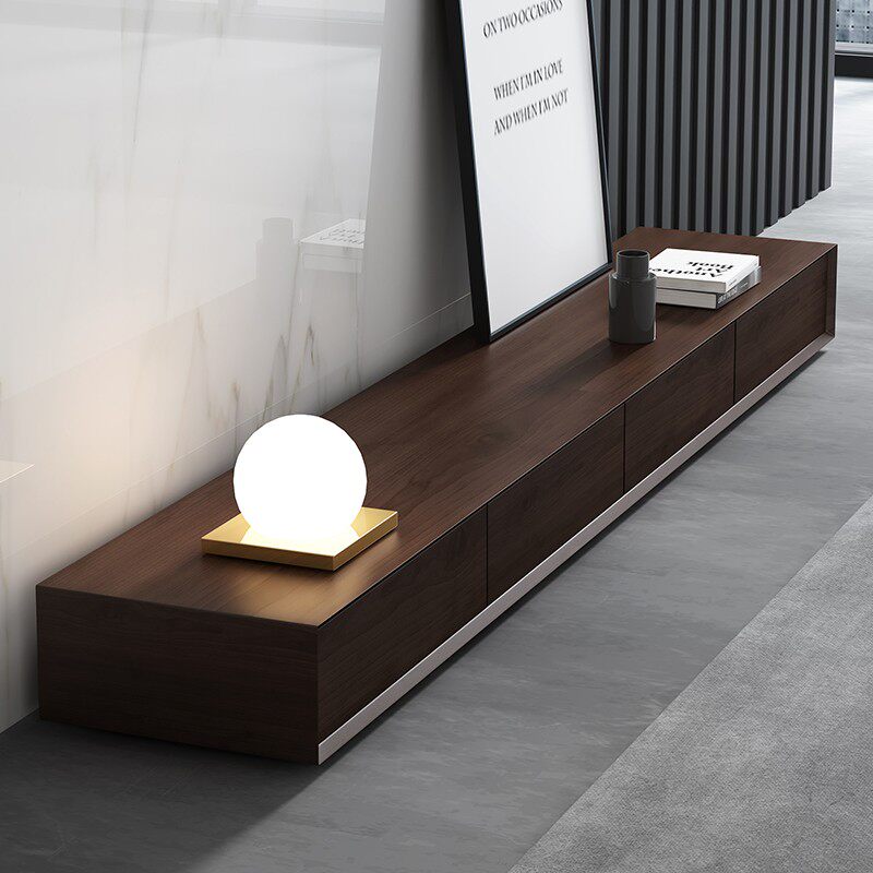 Nordic TV cabinet coffee table combination modern minimalist light luxury Italian minimalist walnut color Daping number floor cabinet low cabinet