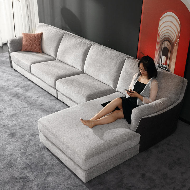 Nordic Simple Modern Italian Minimalist Fabric Sofa Corner Combination Sofa L-shaped Daping Number Living Room Light Luxury