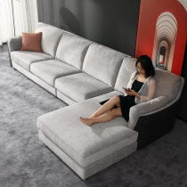 Nordic minimalist modern Italian style minimalist fabric sofa corner combined sofa L shaped large family living room light and luxurious