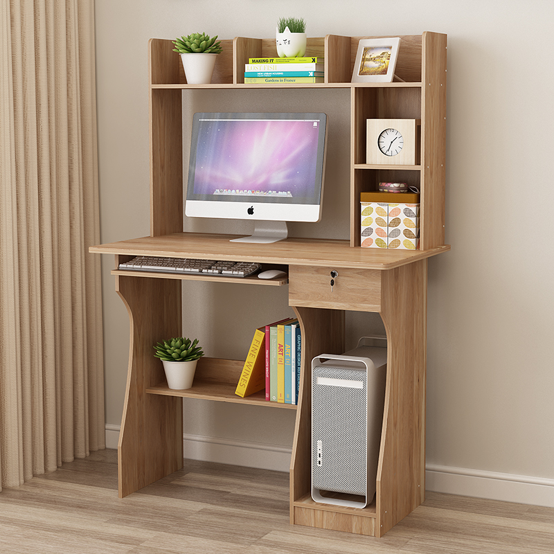 Poetry Erotorial Plate Type Computer Desk Home Desktop Bookcase Desk Combination Desk Brief Briefs With Bookcase Desk