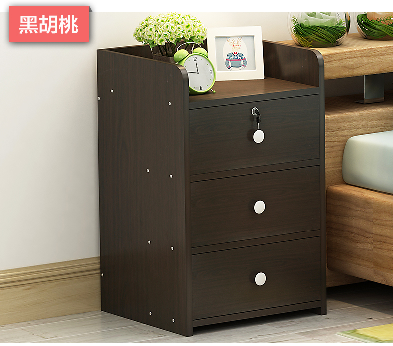 Tối giản hiện đại lắp ráp tủ đầu giường tủ lưu trữ của tủ khóa tủ nhỏ đơn giản giường phòng ngủ ký túc xá ngăn kéo tủ đầu giường - Buồng tủ đựng quần áo cho bé
