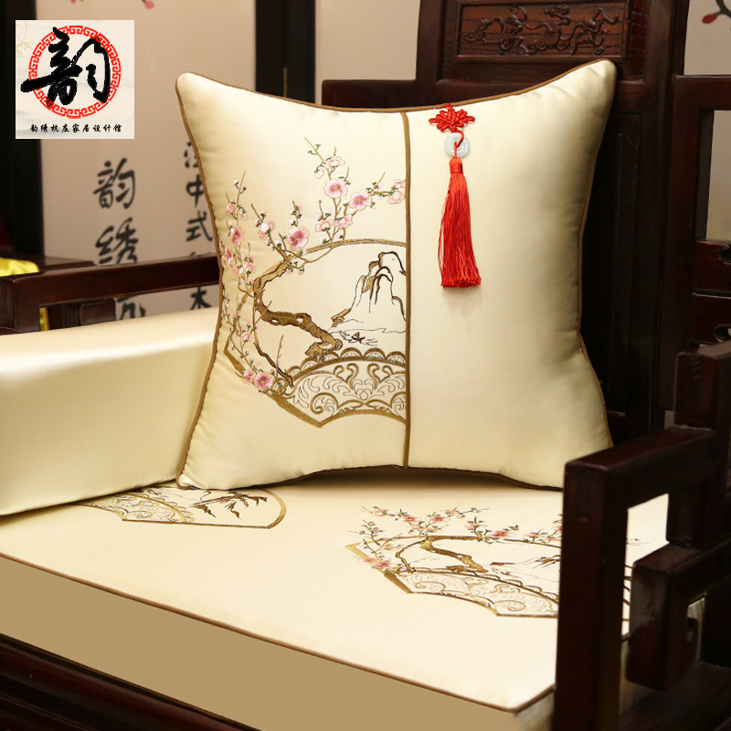 New Chinese embroidered pillow classy red wood sofa cushions waist pillow 50 * 50 with core set to coat 45 * 45 light curry