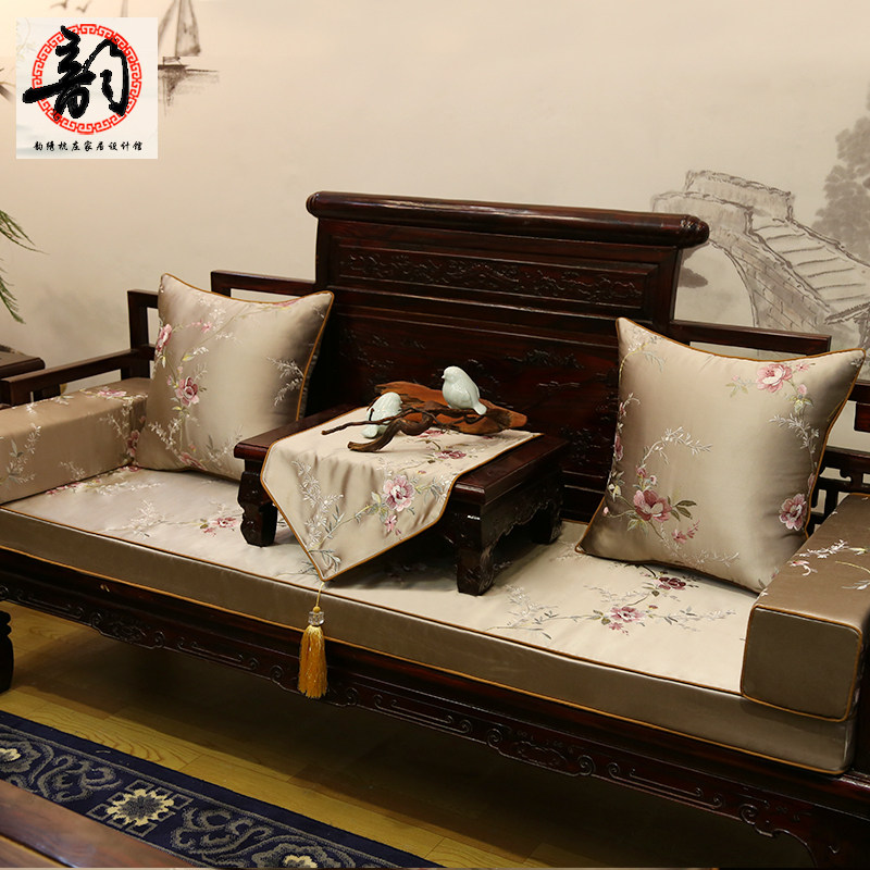 New Chinese sofa red wood cushion Mingqing furniture cushion winter thickening sponge anti-slick bedwood chair cushion