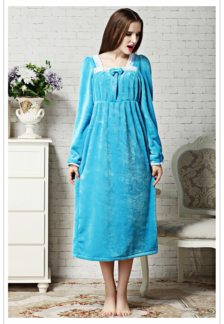 Mùa đông trung niên phụ nữ dày san hô flannel áo choàng siêu dài kích thước lớn áo ngủ lỏng đồ ngủ dịch vụ nhà mùa đông shop váy đẹp