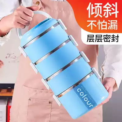 304 stainless steel Japanese style double multi-layer insulation lunch box Bento Box 3 layer insulation barrel large capacity grid student lunch box