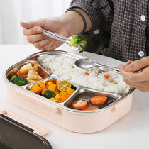 Real melt 304 stainless steel insulated lunch box student bento box canteen grid portable divider office worker lunch box