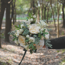Korean-style forest hand bouquet decoration bouquet Green bride wedding proposal simulation flower fake travel shooting props