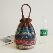 Ethnic style cloth pull rope bag bag mobile phone bag lady handbag buy vegetables change sundries storage small cloth bag