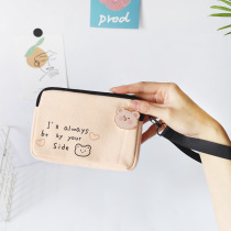 Korean version Students Xiaoqing New Phone Package Female Mini Cute Teenage Girl Wrist Zero Wallet Canvas Mobile Phone Containing Bag