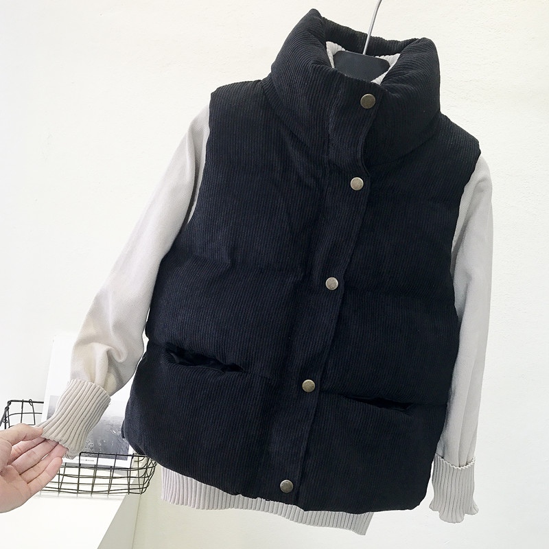 Corduroy vest nữ mùa thu đông 2018bf ngắn Học sinh đại học Hàn Quốc gió dày vest vest vest áo ấm