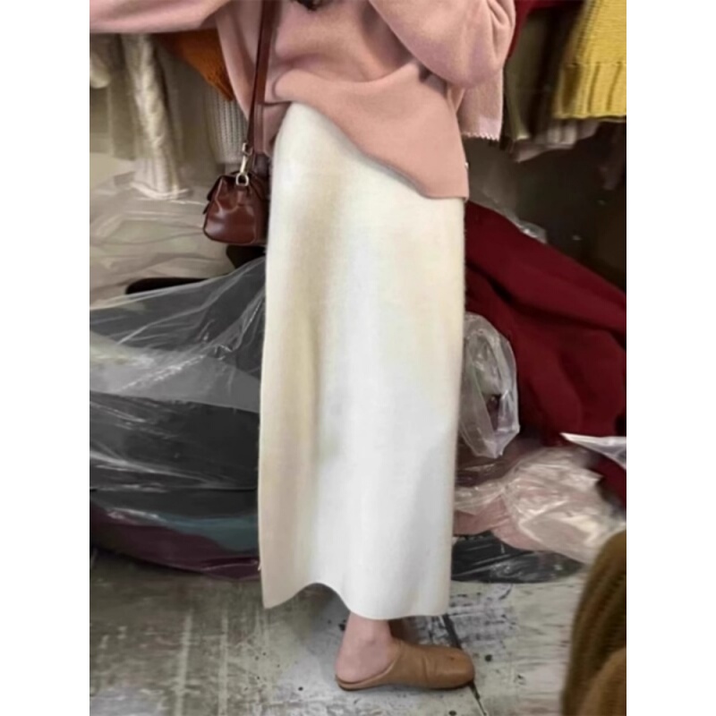 Korean-Style High-End Skirt for Women, New Autumn and Winter High-Waisted Slimming Knit A-Line Mid-Length Straight Pencil Skirt Korean-Style High-End Skirt for Women, New Autumn and Winter High-Waisted Slimming Knit A-Line Mid-Length Straight Pencil Skirt