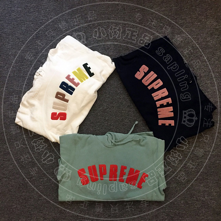 supreme chenille arc logo hooded sweatshirt