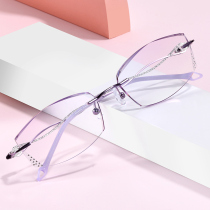 Rimless myopia glasses female ultra-light screwless optical glasses anti-blue trimming and inlay products can be presbyopia finished