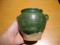 Высокодревняя гончарная династия Ляо Династия зелёная стеклянная чаша с двойным тетером с пятнистою в общем пинту полная сумка старая верность