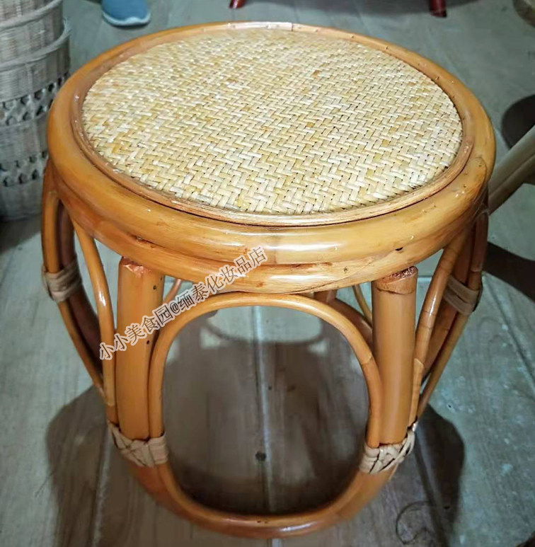 YangTai rattan woven low stool wear shoe stool change shoe stool rattan round stool leisure stool drum stool small stool waist drum stool dancing stool