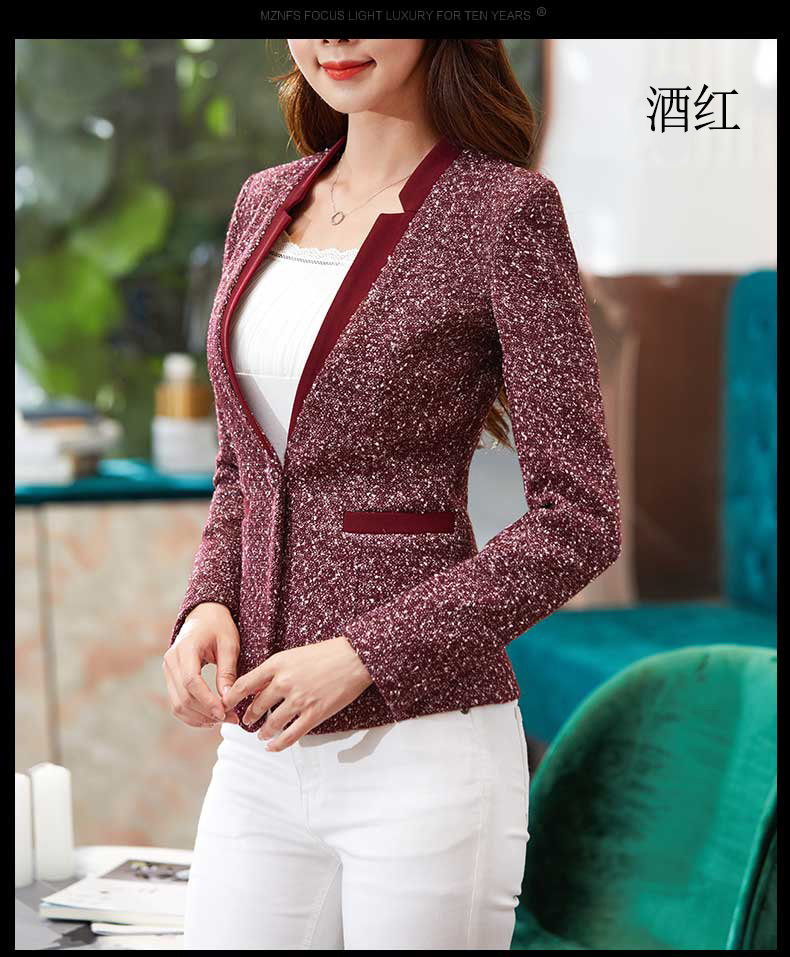 2018 thu đông mới cotton dài tay cotton nhỏ phù hợp với nữ chống nhăn dễ quản lý màu sắc với bộ đồ cổ chữ V bộ vest nữ công sở cao cấp