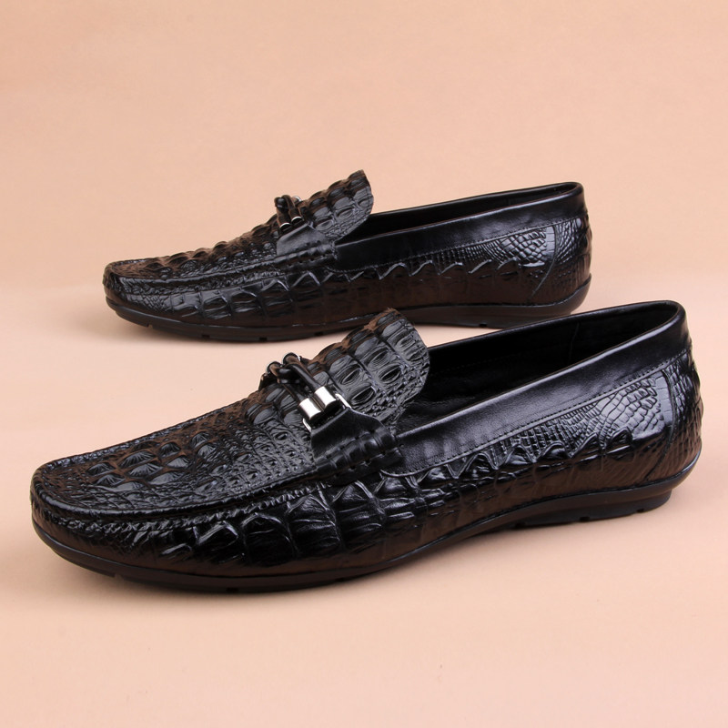 Crocodile Tattox Men Bean-Bean Shoes Spring New Business Genuine Leather Shoes Man Breathable Casual Sailing Shoes European