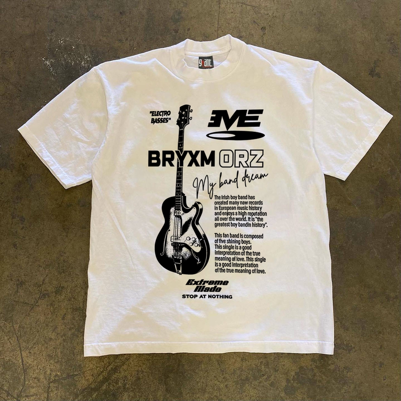 Earn Money to Buy a Sports Car 300g Pure Cotton American Retro Rock Guitar Print Top Men's Ins Trendy Brand Short-Sleeved T-Shirt Earn Money to Buy a Sports Car 300g Pure Cotton American Retro Rock Guitar Print Top Men's Ins Trendy Brand Short-Sleeved T-Shirt