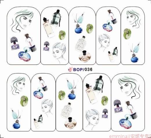 指甲贴花 美甲贴纸 水印贴纸 水转印贴花 满版水贴BOP系列25-48