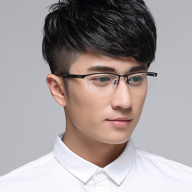 Titanium alloy Eye frames Near light glasses Men's accessories Finished Myopia Glasses Men Comfort Super Light half-frame Eye Frame Mirror Frame