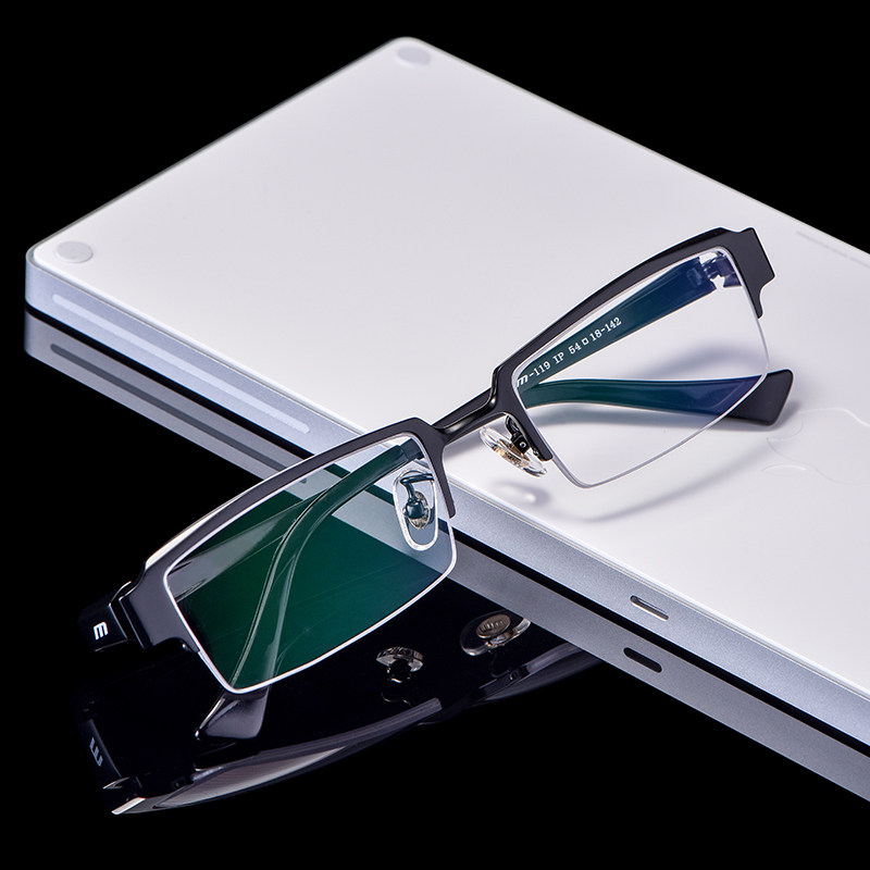Nearsightedness Glasses Men Pure Titanium Business Half Frame Super Light Eyeframe Discoloration Eye Frame Men's Close Glasses Comfort