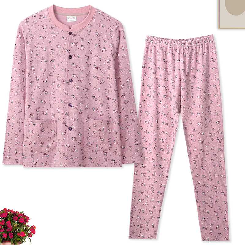 Middle-Aged and Elderly Women's Pure Cotton Autumn Cardigan with Double Pockets, Button-Up, Plus Size, Full Cotton Print Middle-Aged and Elderly Women's Pure Cotton Autumn Cardigan with Double Pockets, Button-Up, Plus Size, Full Cotton Print