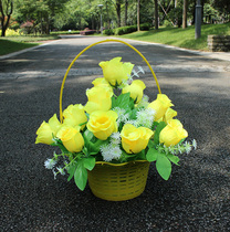 Artificial flowers Rose dish flower basket Decorative flowers Silk Flowers Qingming Flowers Fake flowers Grave flowers Grave flowers Sacrificial flowers