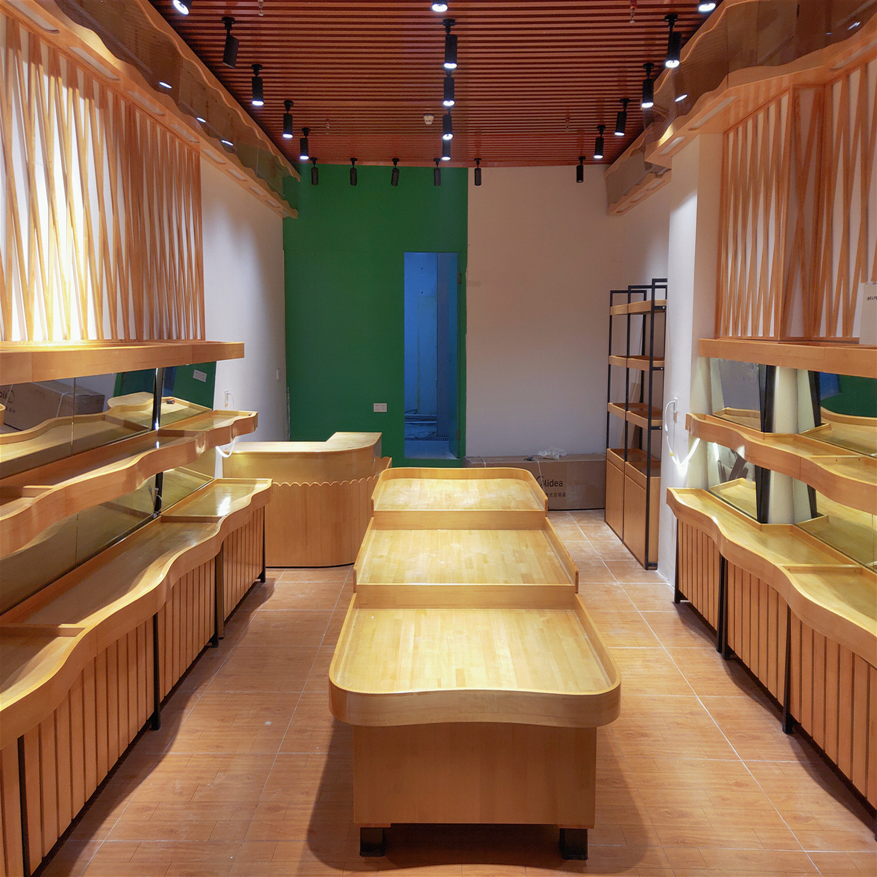 Fruit rack custom fruit shop shelf display rack supermarket fresh high-grade baguette fruit shelf island cabinet