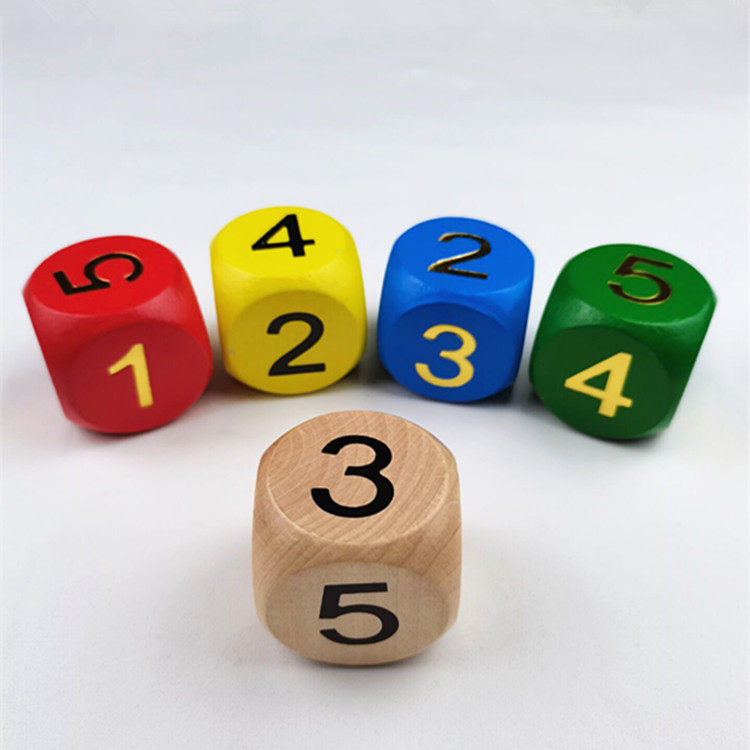Large 5cm digital sieve Colorful point game color wooden oversized dice toy 5 colors available