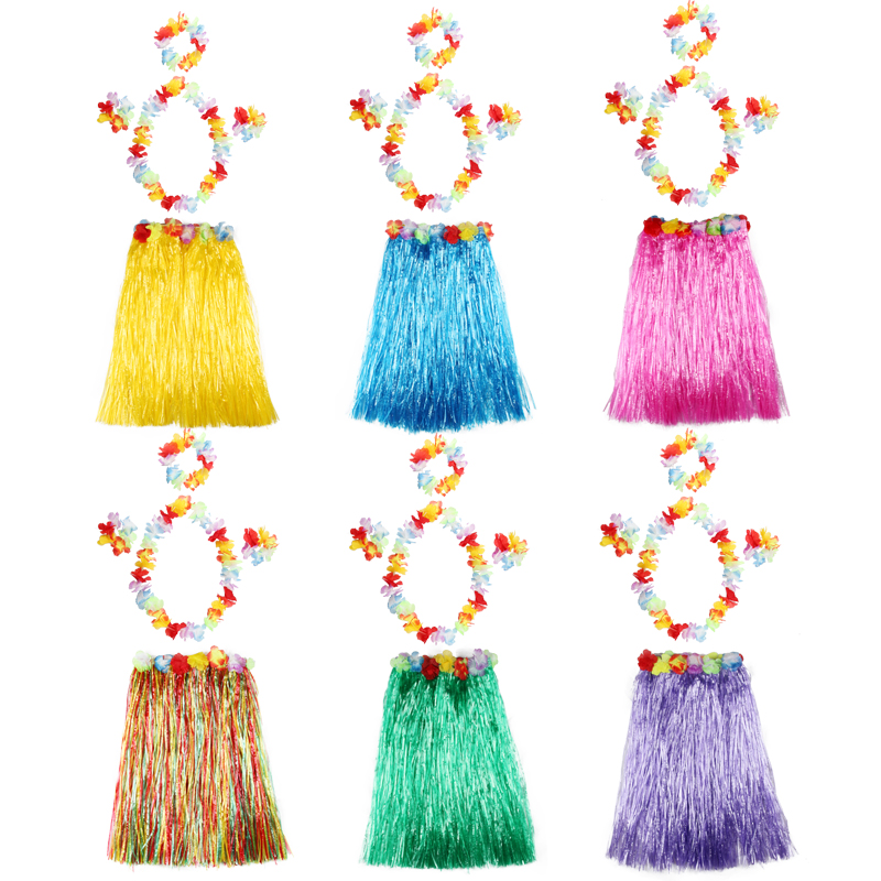 Hula show dress up Hawaiian colorful dance skirt Adult stage performance garland hula suit